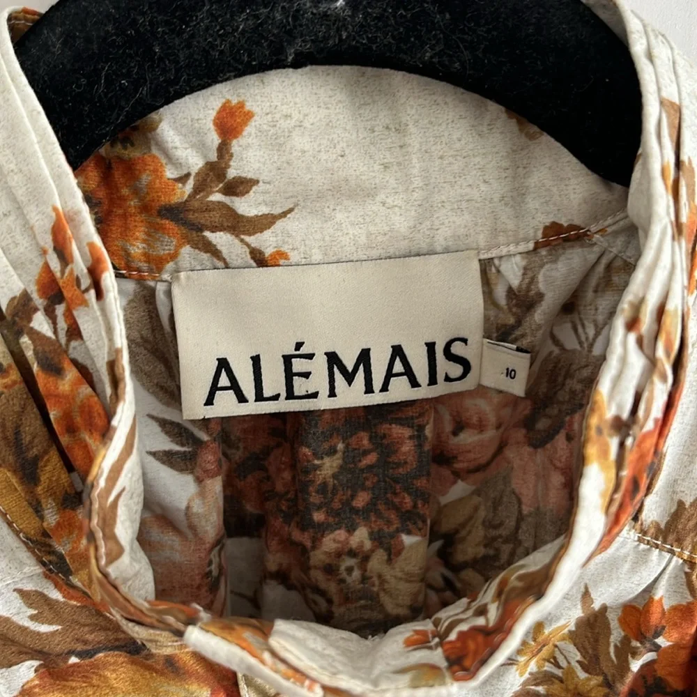 ALÉMAIS The Alemais Derby Dloral Puff Sleeve Long Sleeve Button Blouse